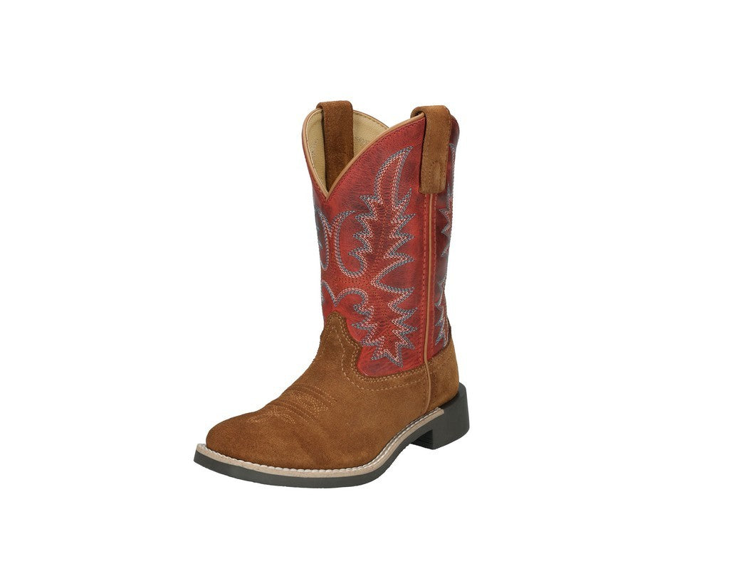 Smoky Mountain Youth's Tan and Red Square Toe Boot 3518Y