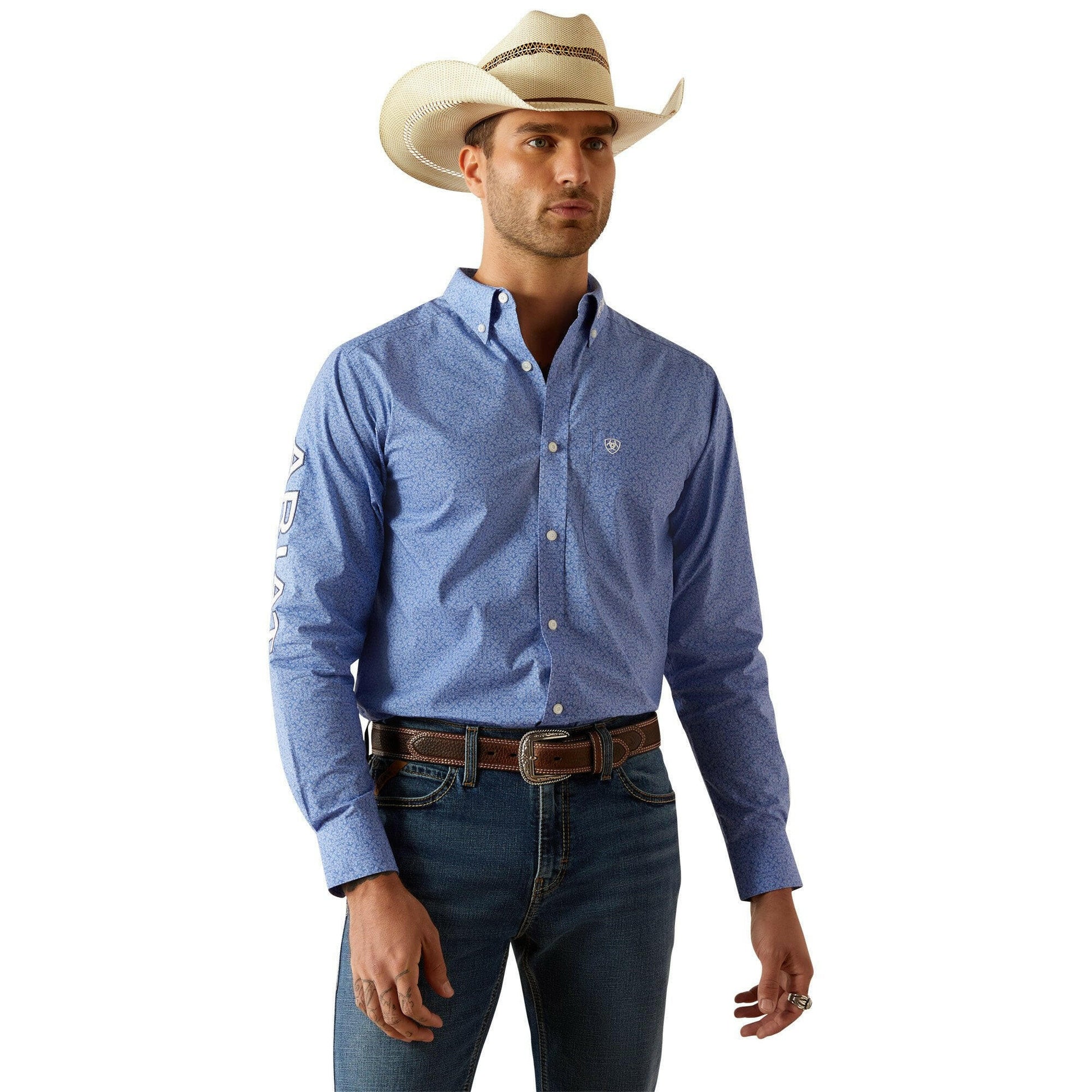 Ariat Mens Team Potter Fitted Shirt Blue / S Ariat Mens Team Potter Fitted Shirt Blue / S