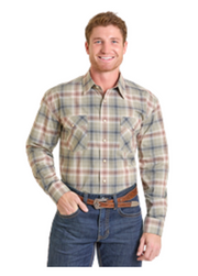 Panhandle Slim Men's Taupe Ombre Plaid Snap Front Shirt SMN2S07413