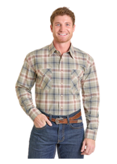 Panhandle Slim Men's Taupe Ombre Plaid Snap Front Shirt SMN2S07413