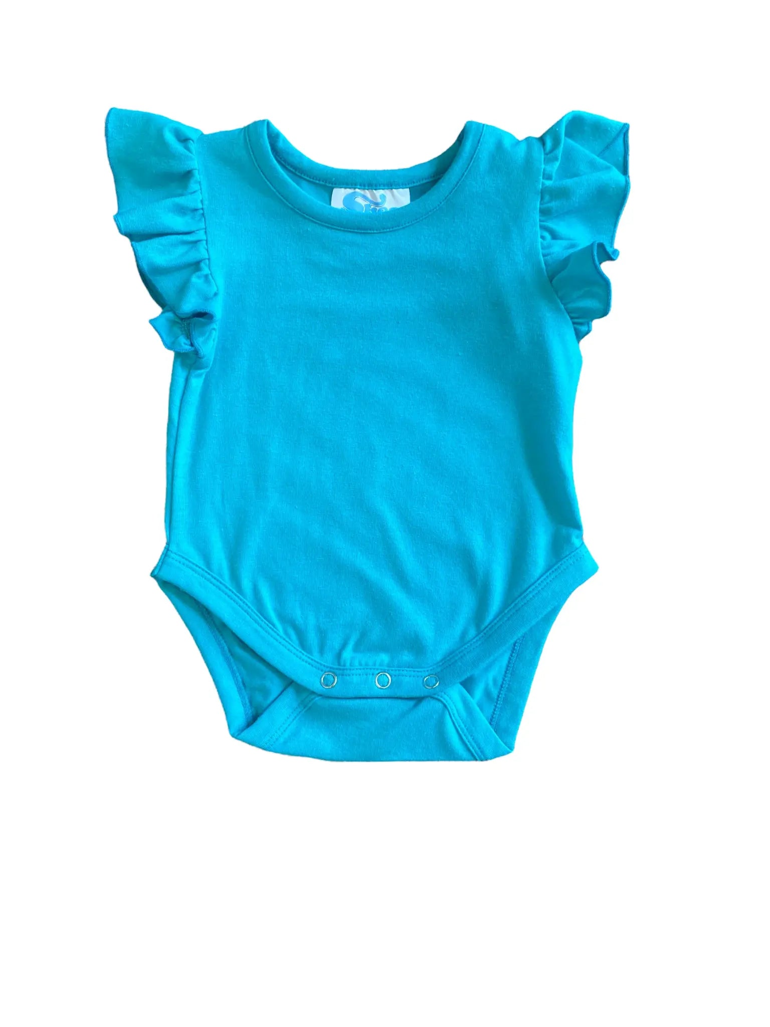 Shea Baby Turquoise Ruffle Sleeve Onesie.