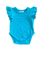 Shea Baby Turquoise Ruffle Sleeve Onesie.