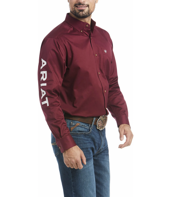 Ariat Men's Burgundy Team Logo Shirt.