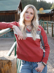 Cinch Women's Rust Sweatshirt Striped.