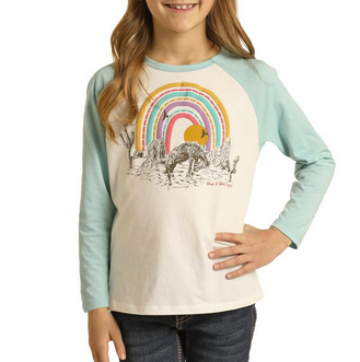 Rock & Roll Cowgirl Girl's Rainbow Tee.