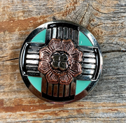 Rodeo Drive 1" Turquoise Copper Flower Concho.