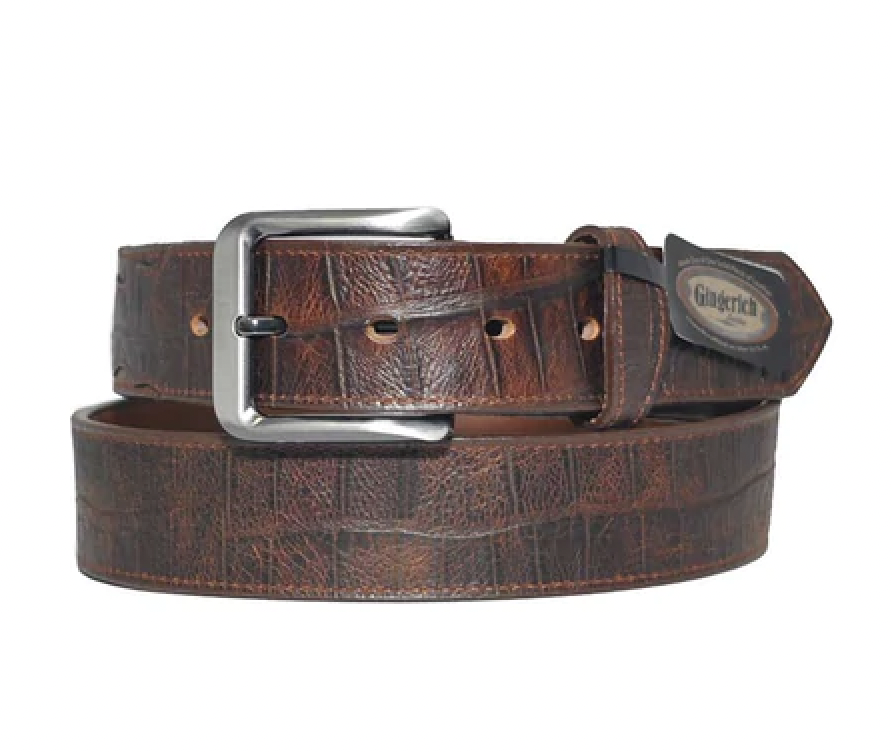 Gingerich Men's Crocodile Print Belt.
