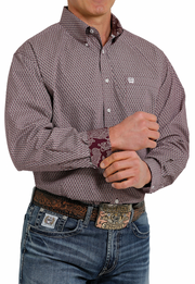 Cinch Men's Purple Geometric Print Button Down Shirt.