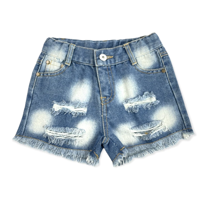 Shea Baby Girl's Denim Ripped Shorts.