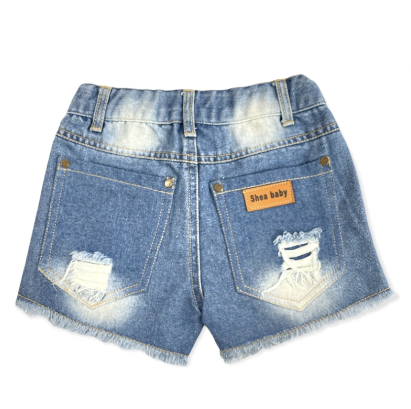 Shea Baby Girl's Denim Ripped Shorts.