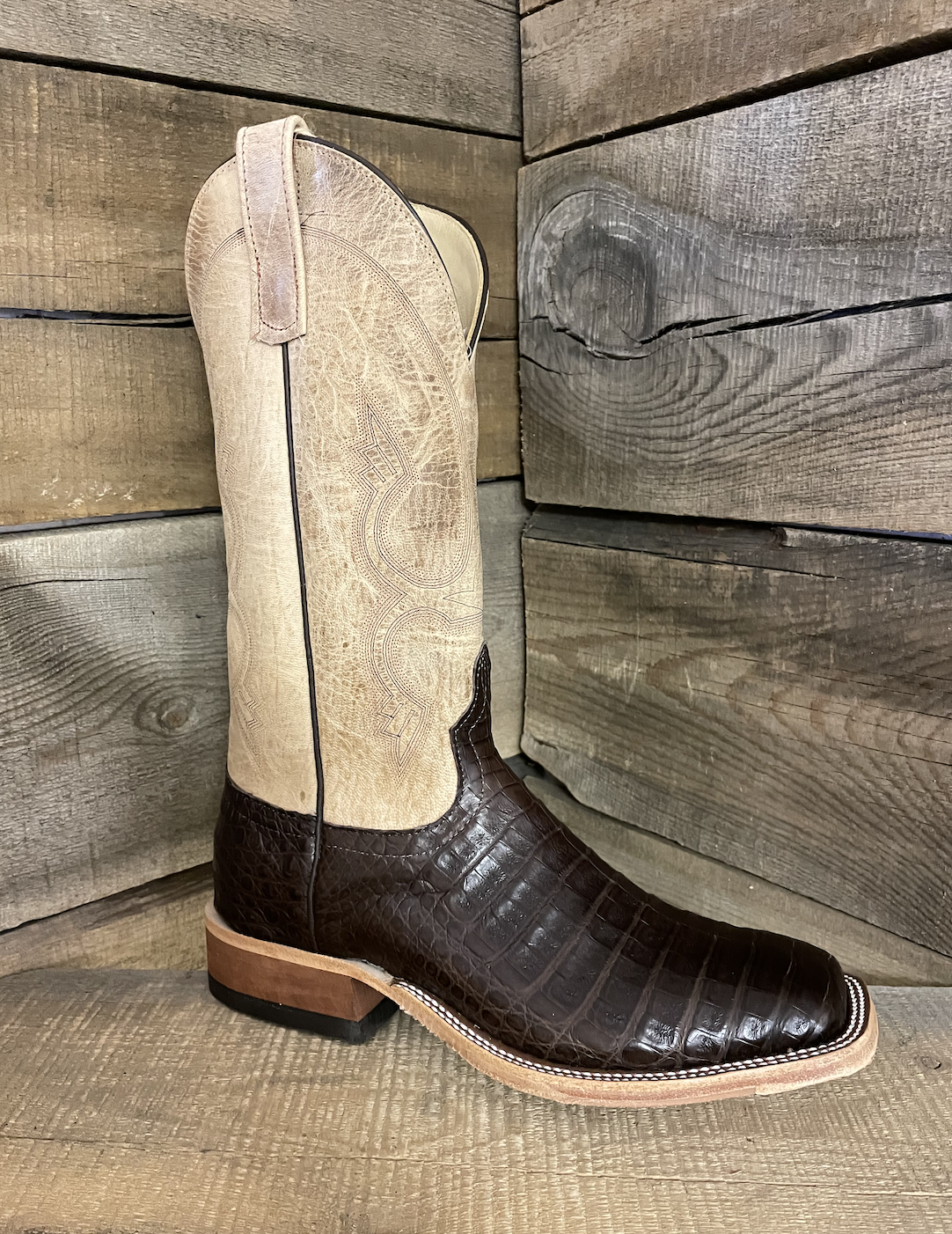 Anderson Bean Men's Chocolate Caiman Boots.