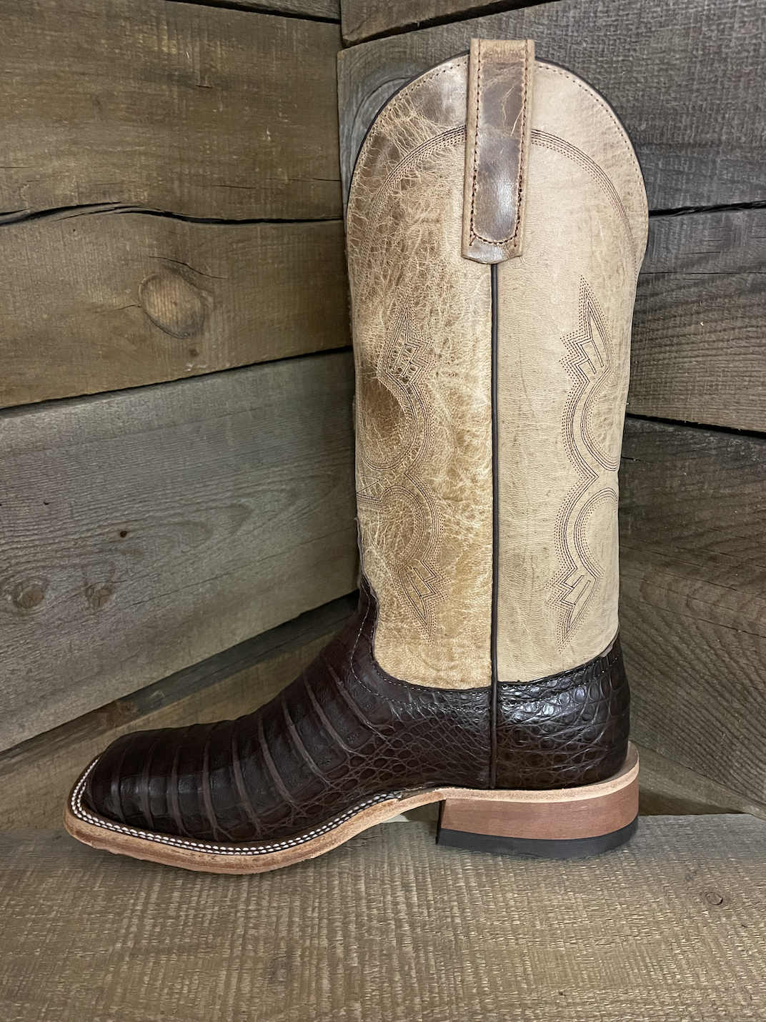 Anderson Bean Men's Chocolate Caiman Boots.