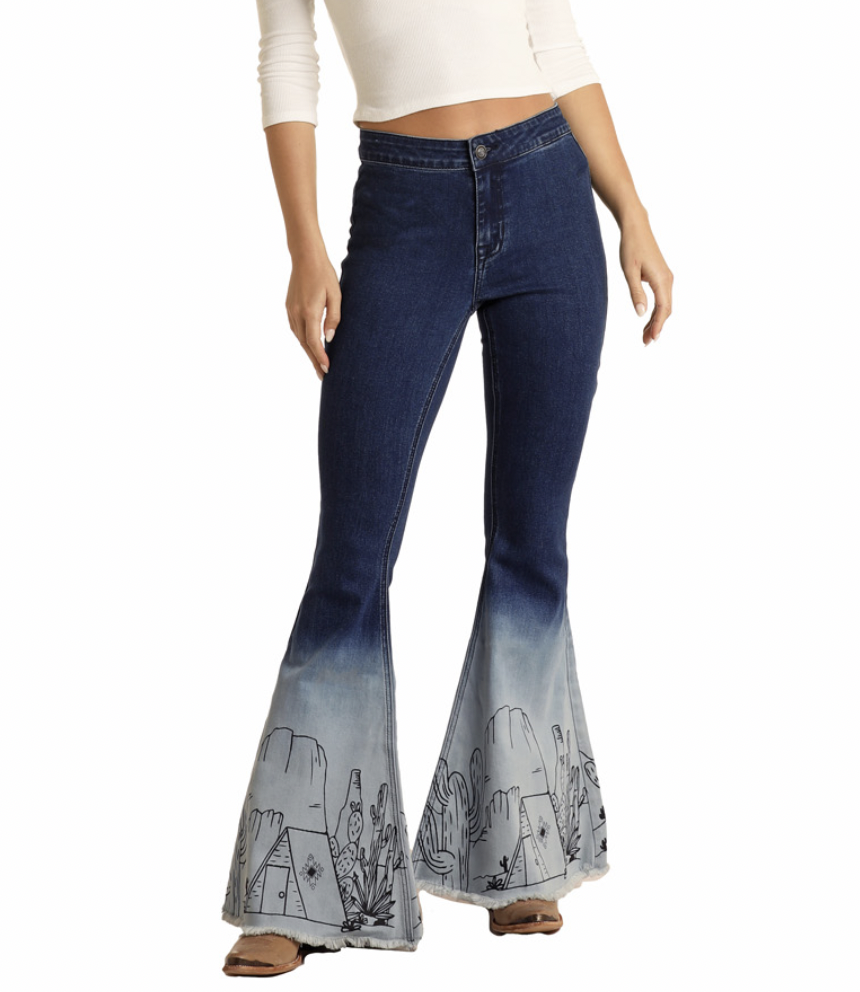 Rock & Roll Denim Ombre Bell Bottom Jeans C4.