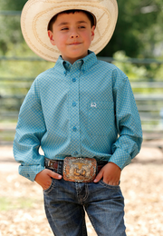Cinch Boy's Turquoise Button Down Shirt.