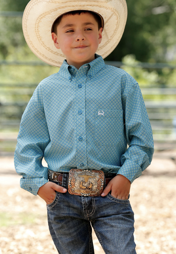 Cinch Boy's Turquoise Button Down Shirt.