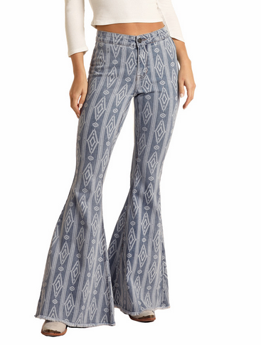 Rock & Roll Denim Aztec Bell Bottom Jeans.