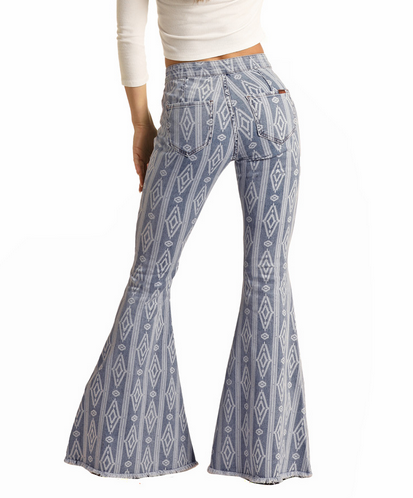 Rock & Roll Denim Aztec Bell Bottom Jeans.