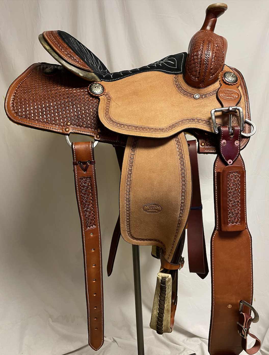 Billy Cook 14" Waffle Tooled All Around Saddle.