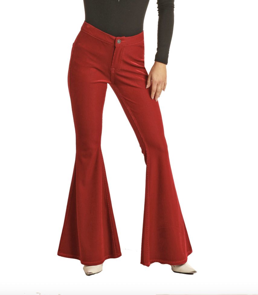 Rock & Roll Cowgirl Red Corduroy Bell Bottoms.