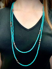 West & Co Long Turquoise Beaded Necklace.