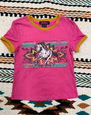 Rock & Roll Cowgirl's Hot Pink Horse Tee.