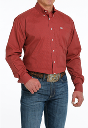 Cinch Men's Red Patterned Long Sleeve Shirt C3.