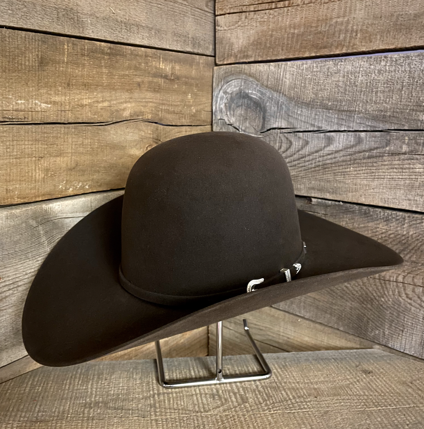 American 7X Chocolate 4 1/4 Open Felt Hat.