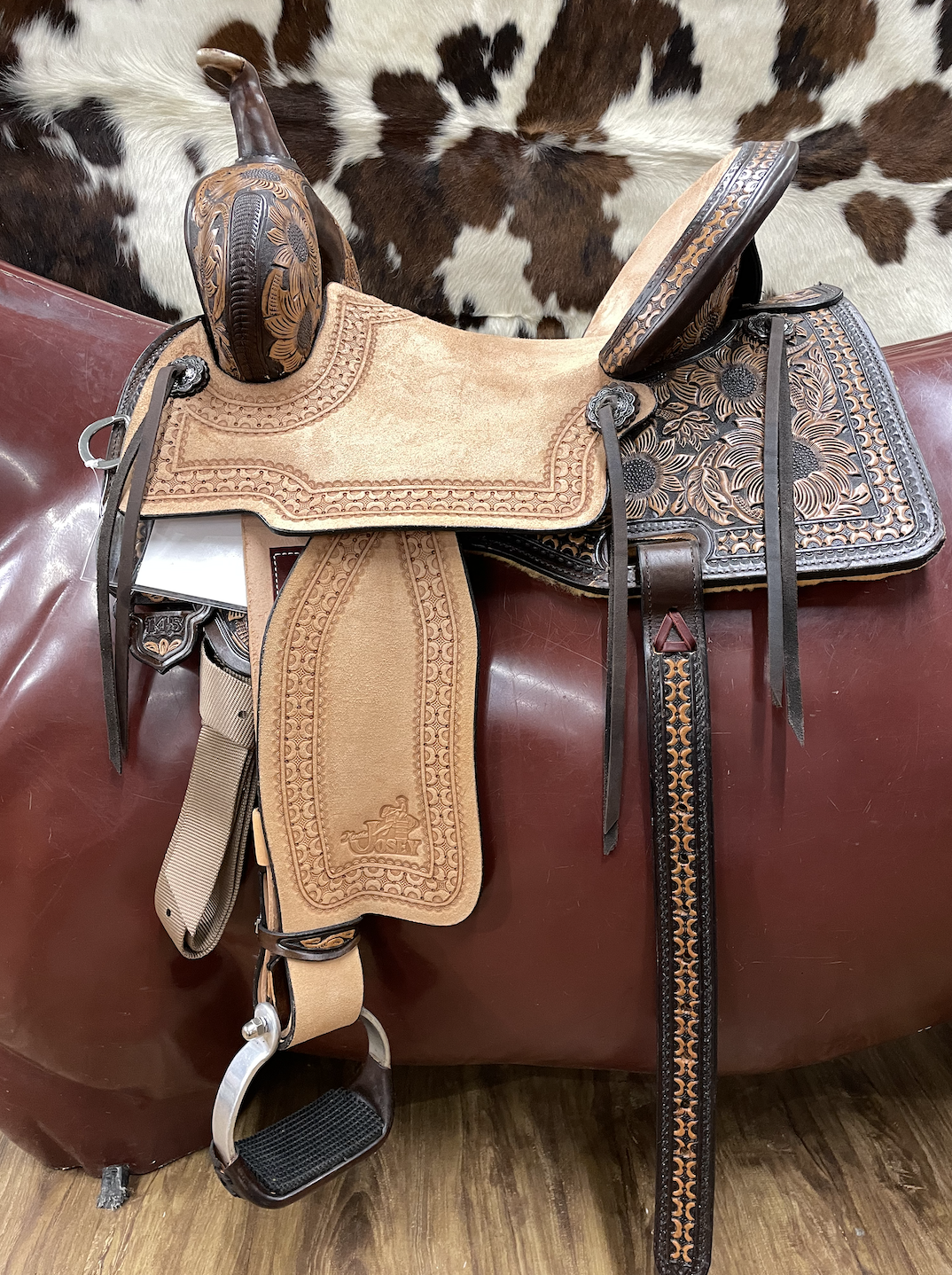 Circle Y MJ Cash Sunshine Barrel Saddle.