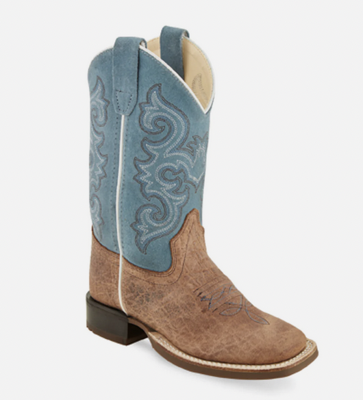 Old West Youth's Brown/Blue Western Boot.