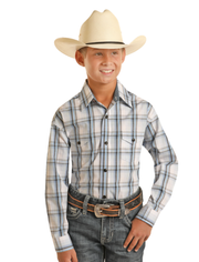 Panhandle Boy's Blue Plaid Shirt.