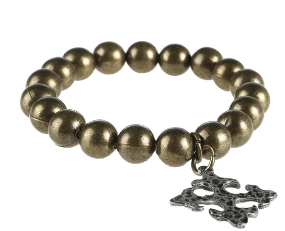 Burnished Gold Bracelet w Cross Charm.