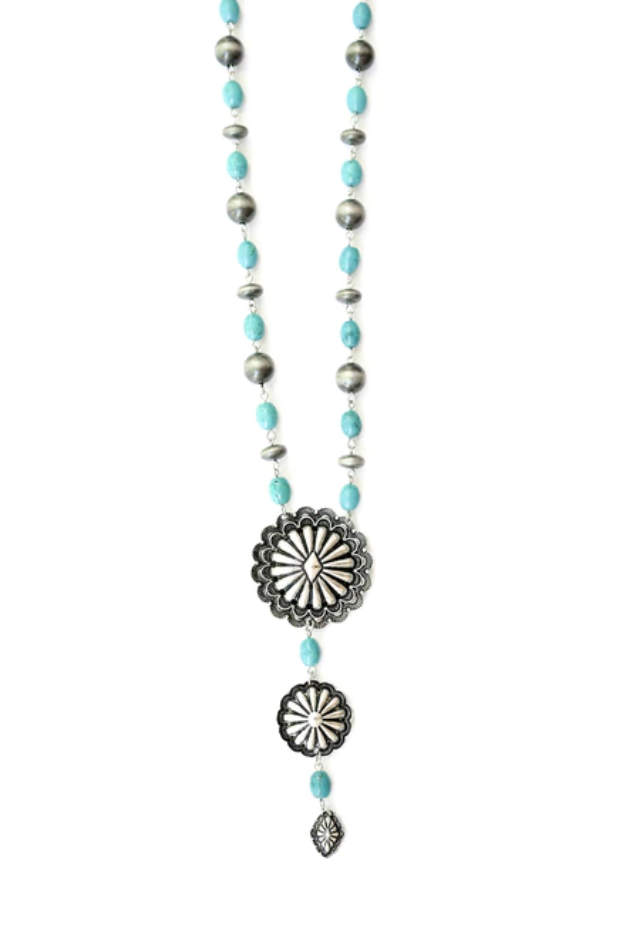 West & Co Turquoise Colored Concho Necklace.