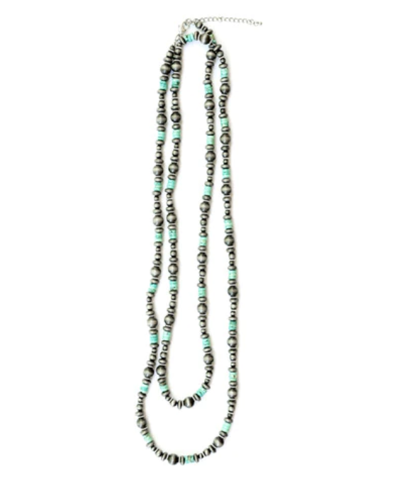 West & Co Faux Navajo Pearls with Turquoise Colored Beads Necklace.