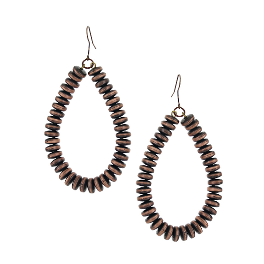 Boho Bronze Bead Teardrop Attitude Earrings.