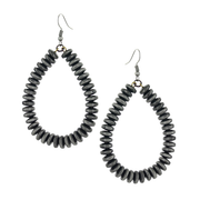Southwestern Pewter Beaded Teardrop Attitude Earrings.