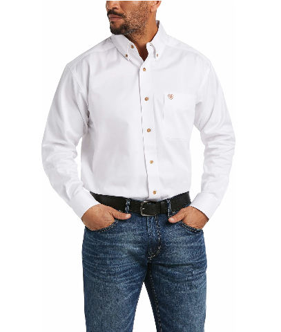 Ariat Men's Solid White Button Up Shirt.