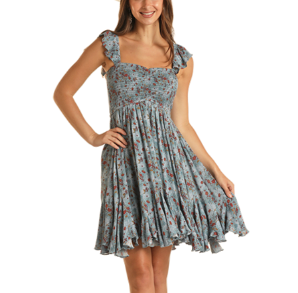 Rock & Roll Denim Women's Sleeveless Floral Print Mini Dress Rock & Roll Denim Women's Sleeveless Floral Print Mini Dress
