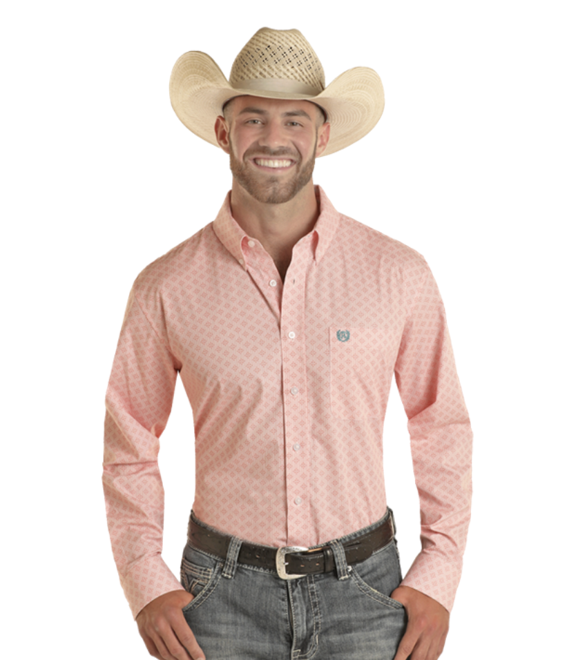 Rock & Roll Cowboy Melon Long Sleeve Shirt.