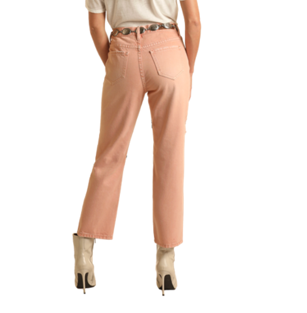 Rock & Roll Cowgirl Peach Cropped Jean.