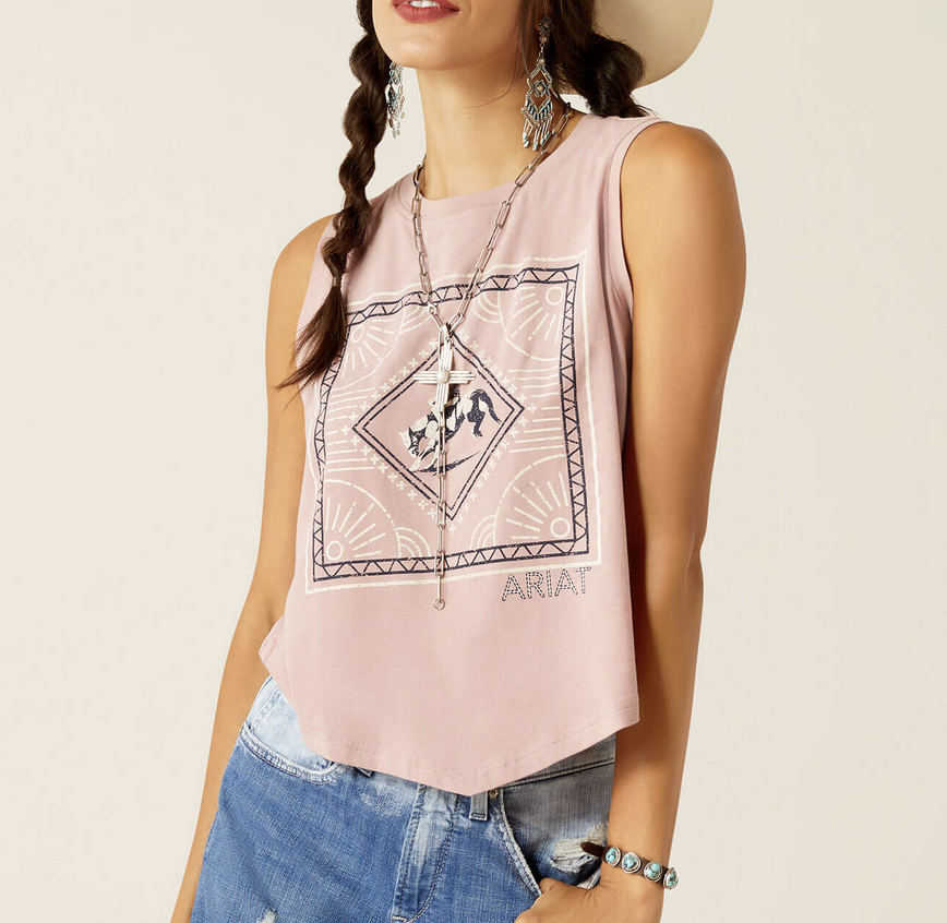 Ariat Women's Pink Tie Me Tank Top.