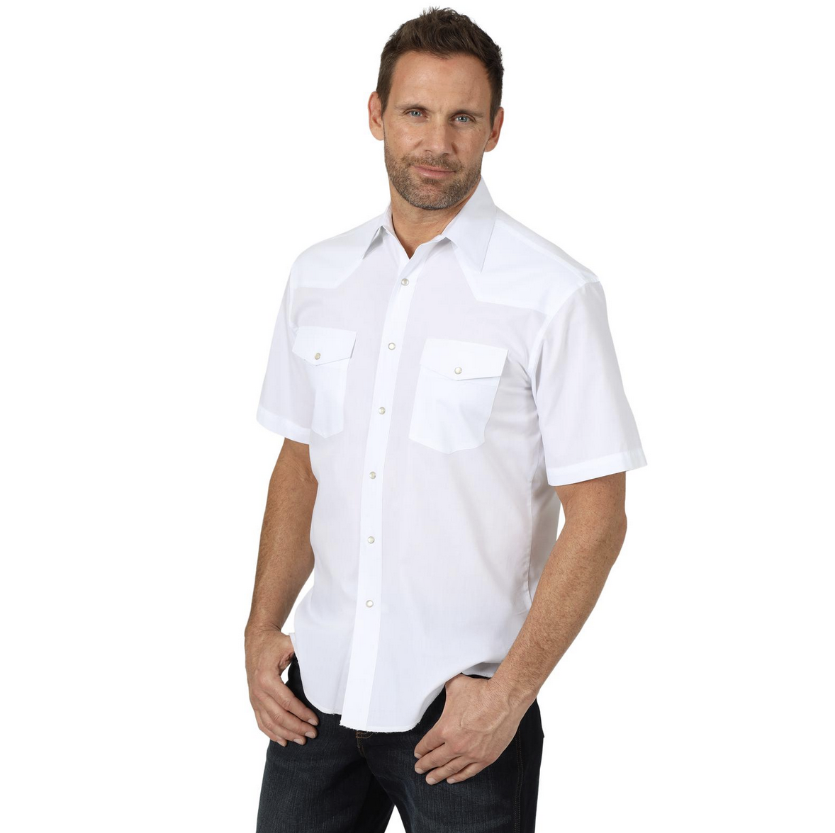 Wrangler Men's White Short Sleeve Shirt.