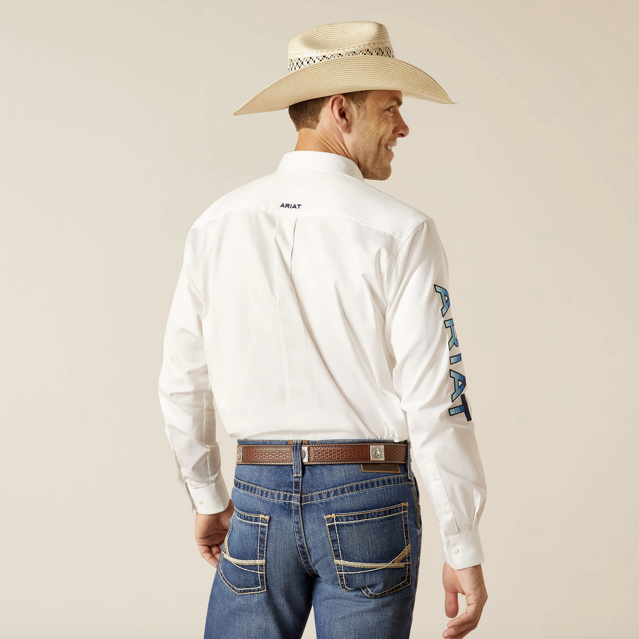 Ariat Men's Team Twill White Button Up Shirt.