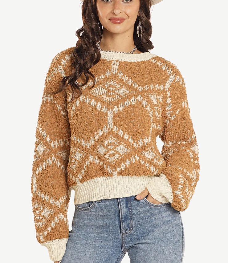 Rock & Roll Cowgirl Chenille Aztec Sweater.