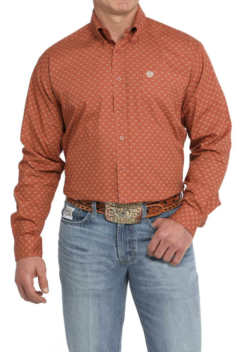 Cinch Men's Steer Print Button Down Shirt.