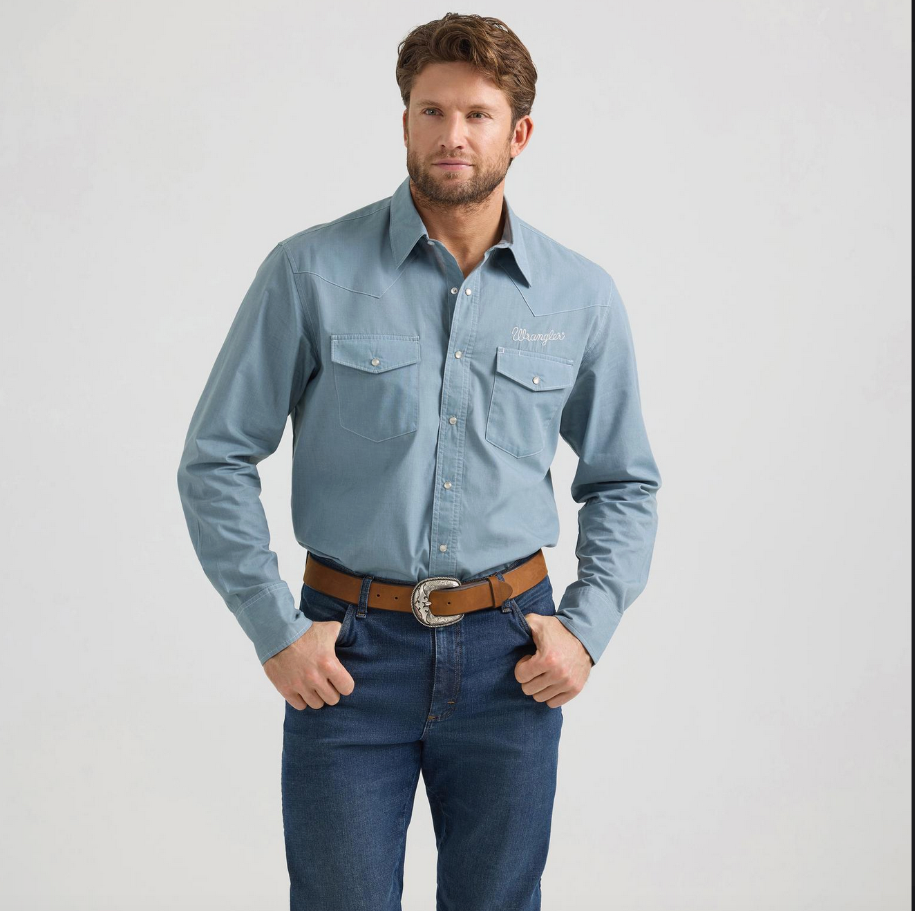 Wrangler Men's Vintage Inspired Western Snap Work Shirt.