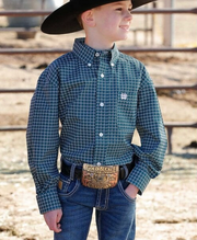 Cinch Boy's Teal Patterned LS Shirt mtw7060367.
