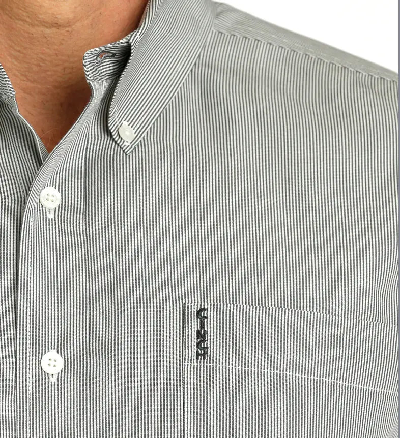 Cinch Men's Charcoal Striped Modern Fit Shirt.