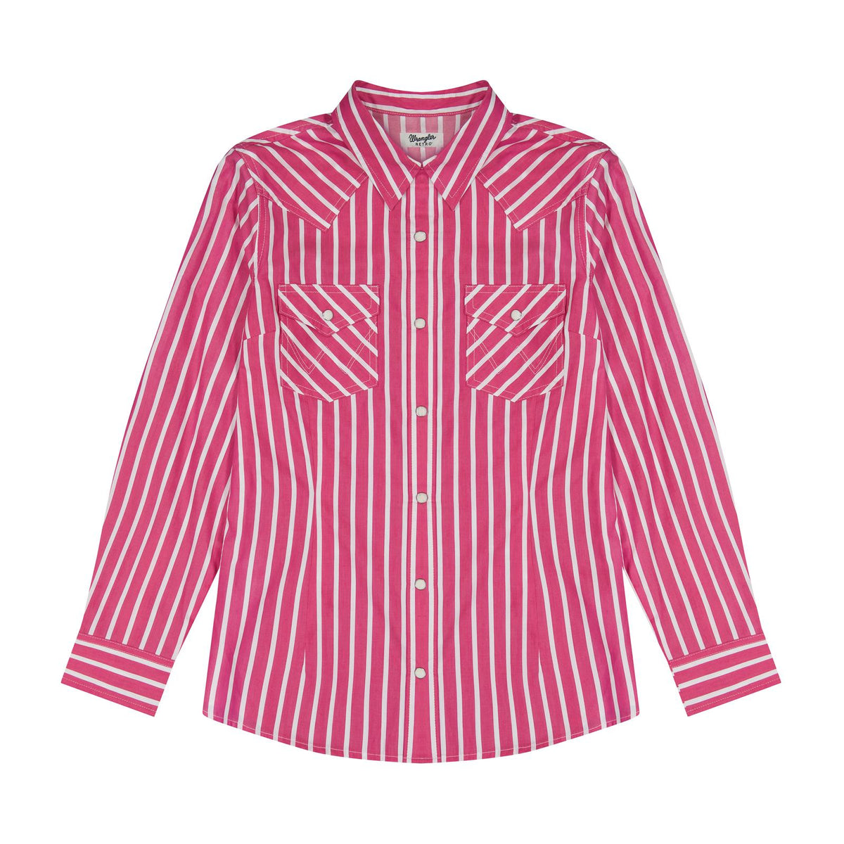 Wrangler Pink LS Striped Snap 2385414.