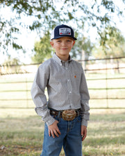Cinch Boy's Org/ Wht Diamond Print LS MTW7060423.