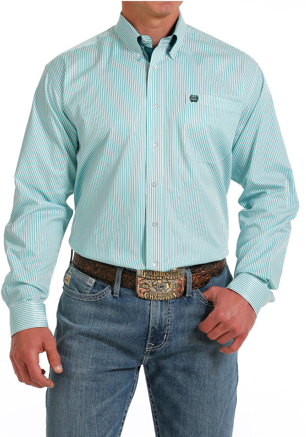 Cinch Men's Teal Micro-Stripe Button Down Shirt MTW1105580 C3